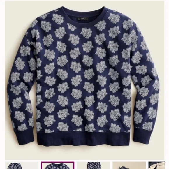 J Crew University Terry Sweatshirt and Sweatpants in Paisley - Picture 2 of 3